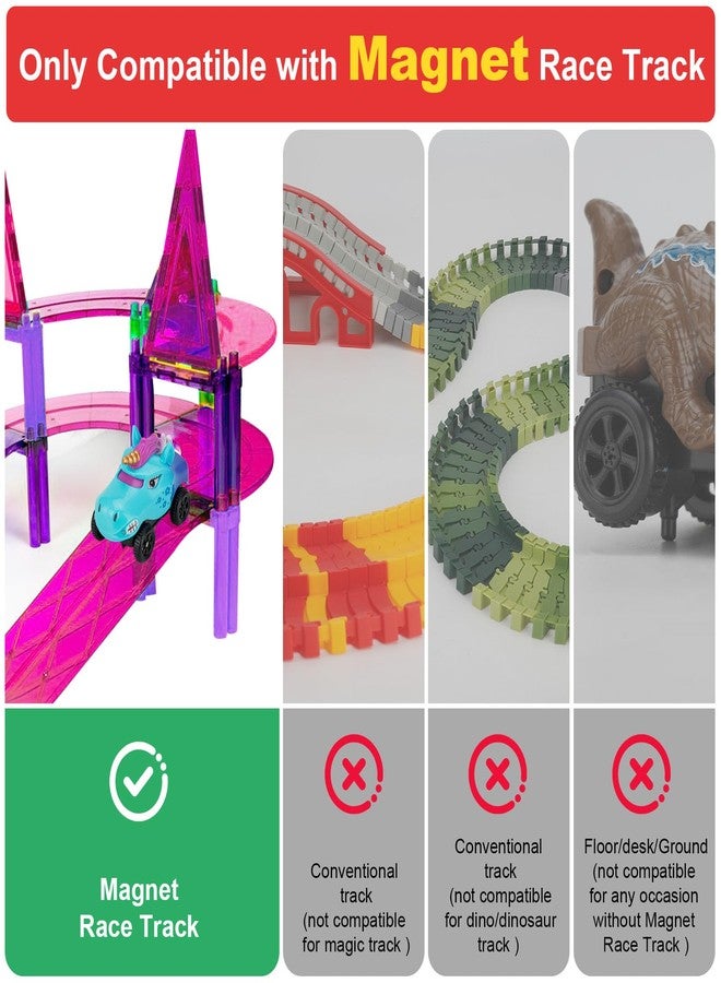Save Unicorn Magnetic Track Cars Replacement Only,Only Compatible with Magnetic Car Tracks for Kids Ages 3+, Flex Track Race cars Accessories Construction Building Kits for Magnet Tracks Glow in the Dark (4pack) - Image 4